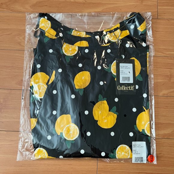 Collectif Mainline Matilde Polka Lemon Swing Skirt - Picture 9 of 11